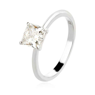 сребърен пръстен, родиево покритие, мойсанит G color