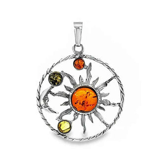 Сребърен медальон - Solar Amber Orbit