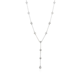 сребърно колие, цирконий, родиево покритие