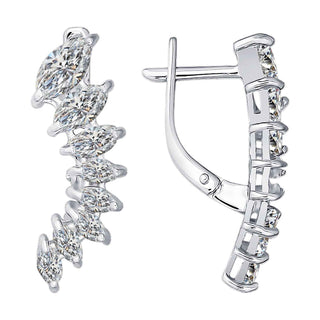 сребърни обеци, цирконий, родиево покритие, Sokolov