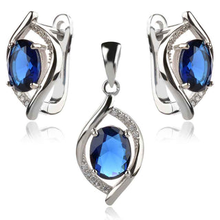 сребърен комплект със син камък