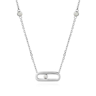 сребърно колие, цирконий, родиево покритие, по модел на Messika