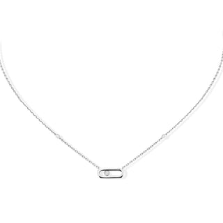 сребърно колие, цирконий, родиево покритие, по модел на Messika