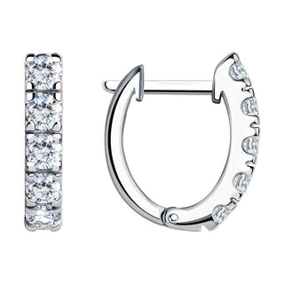 стилни сребърни обеци, родиево покритие, CZ Swarovski, sokolov,