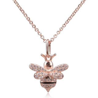 сребърно колие, пчеличка, розова пчеличка, пчеличка позлатаrose gold bee