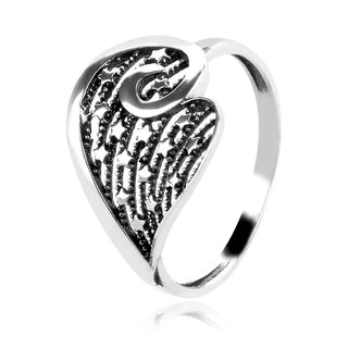 сребърен пръстен, листо, без камък, оксидирано сребро, Алгара,