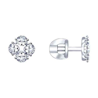 сребърни обеци, родиево покритие, CZ Swarovski, sokolov,