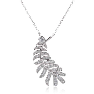 сребърно колие перо с цирконии