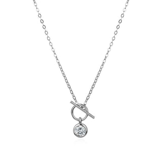 сребърно колие, цирконий, родиево покритие