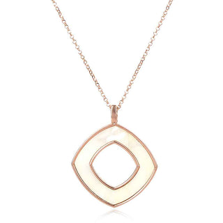 сребърно колие с бял седеф и розова позлата