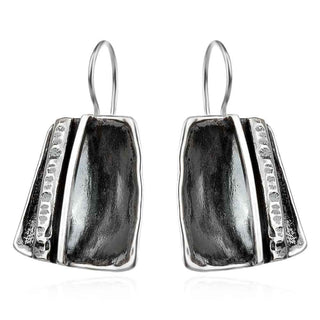 сребърни обеци, висящи обеци, без камък, оксидирано сребро