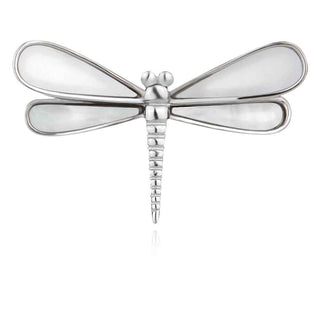 сребърна брошка, емайл, родиево покритие, водно конче