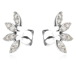 златни обеци, бяло злато, 18 карата, диаманти