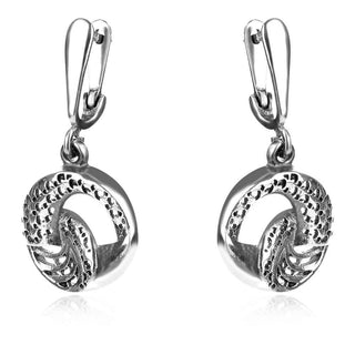 сребърни обеци, без камък, оксидирано сребро, Алгара,