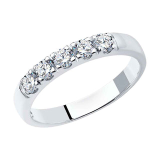 сребърен пръстен, родиево покритие, тип халка, CZ Swarovski, sokolov,