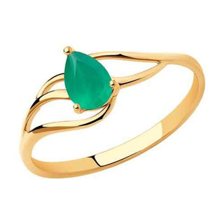 златен пръстен, зелен ахат, розово злато, sokolov,