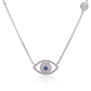 сребърно колие синьо око