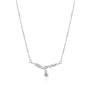 сребърно колие, цирконий, родиево покритие,