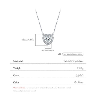 Сребърно колие - Moissanite Heart Spark