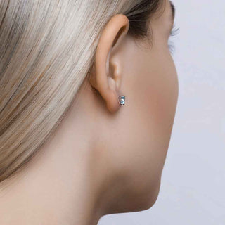 Сребърни обеци - Blue topaz round