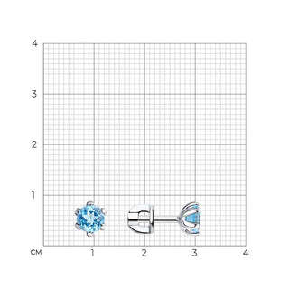 Сребърни обеци - Blue topaz round