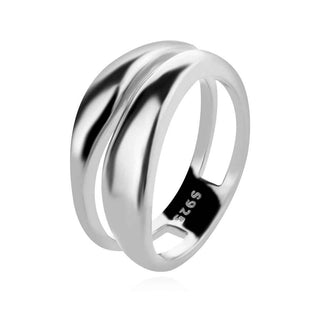 сребърен пръстен, без камък, родиево покритие, пръстен тип халка