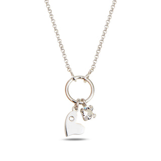 сребърно колие, SWAROVSKI Maestro, родиево покритие, сърце,