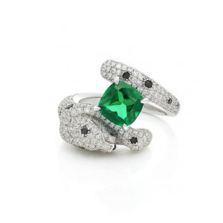 Сребърен пръстен - Panther Green Shine