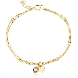 Златна гривна - Double Heart Charm