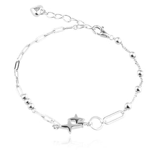 сребърна гривна, родиево покритие, звезда