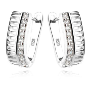 сребърни обеци, цирконий, родиево покритие,