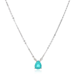 нежно сребърно колие, турмалин парайба, капка,