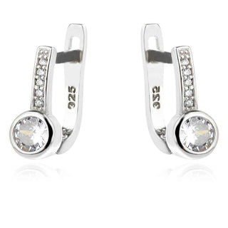 сребърни обеци, цирконий, родиево покритие