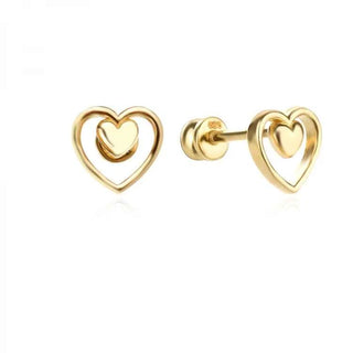 Златни обеци - Golden Heart Studs