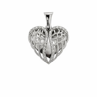 Сребърен медальон - Angel Wings Heart