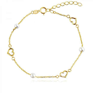 Златна гривна - Golden Pearl Hearts