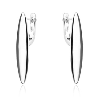 сребърни обеци, без камък, родиево покритие, висящи обеци,