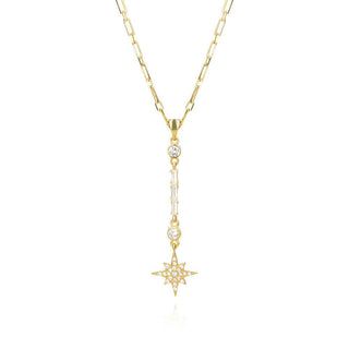сребърно колие, цирконий, жълта позлата, звезда