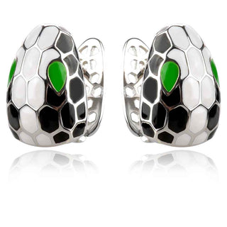 сребърни обеци, анаконда, емайл, родиево покритие