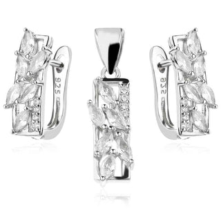 сребърен комплект, цирконий, родиево покритие