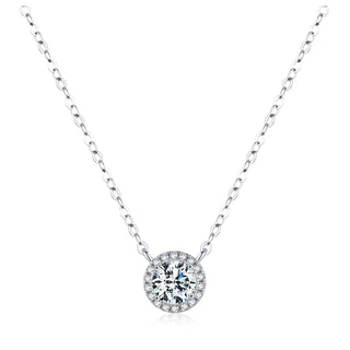 Сребърно колие - Halo Moissanite Shine