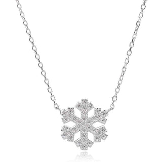 сребърно колие снежинка с цирконии
