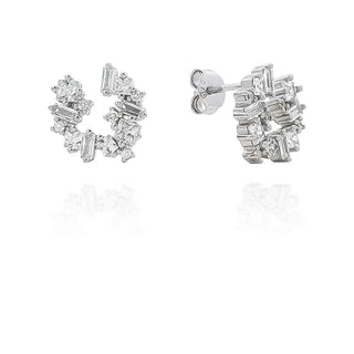 Сребърни обеци - Sparkling Circle Studs