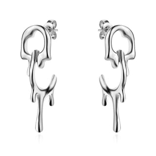 сребърни обеци, без камък, родиево покритие, висящи обеци