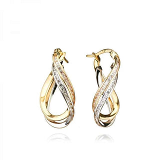 Златни обеци - Tricolor Infinity Hoops
