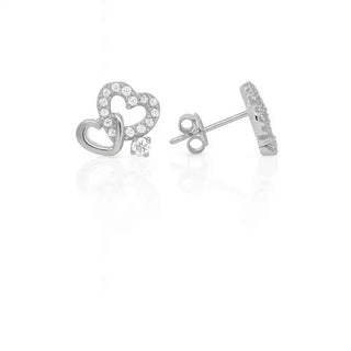 Сребърни обеци - Linked Hearts Studs