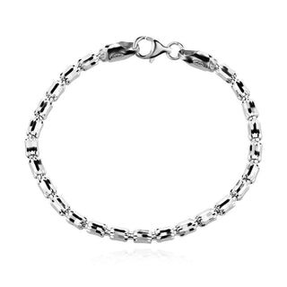 сребърна гривна, без камък, лазерна обработка, родиево покритие