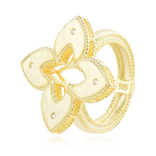 сребърен пръстен, жълта позлата, цирконий, лазерна обработка