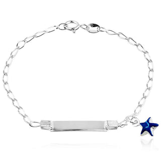 звезда, гривна с плочка, сребърна гривна, без камък, подходяща за дете