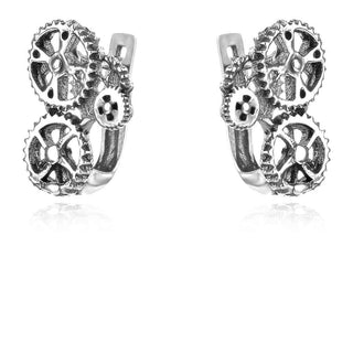 сребърни обеци, без камък, оксидирано сребро, Алгара,